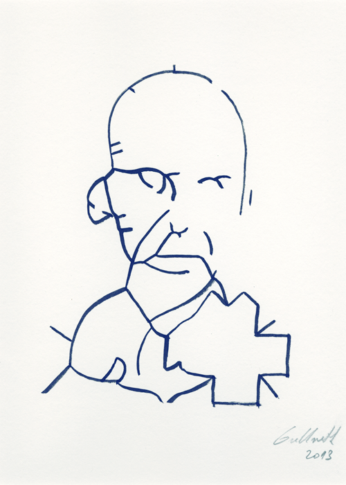 Porträt von Peter Schroeder Zeichnung von Uwe Grellneth